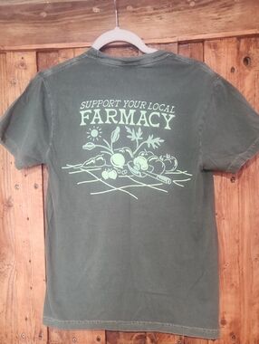 Comfort Colors Green Tee with Pale Green Farmacy Graphic